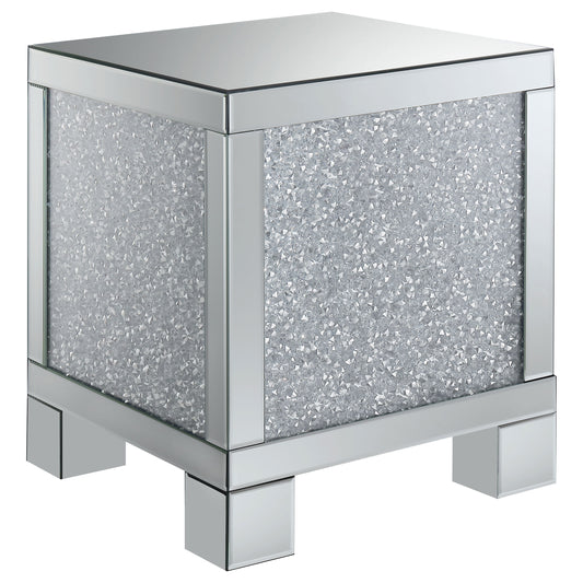 Gillian Rectangular Mirrored Acrylic Side End Table Silver