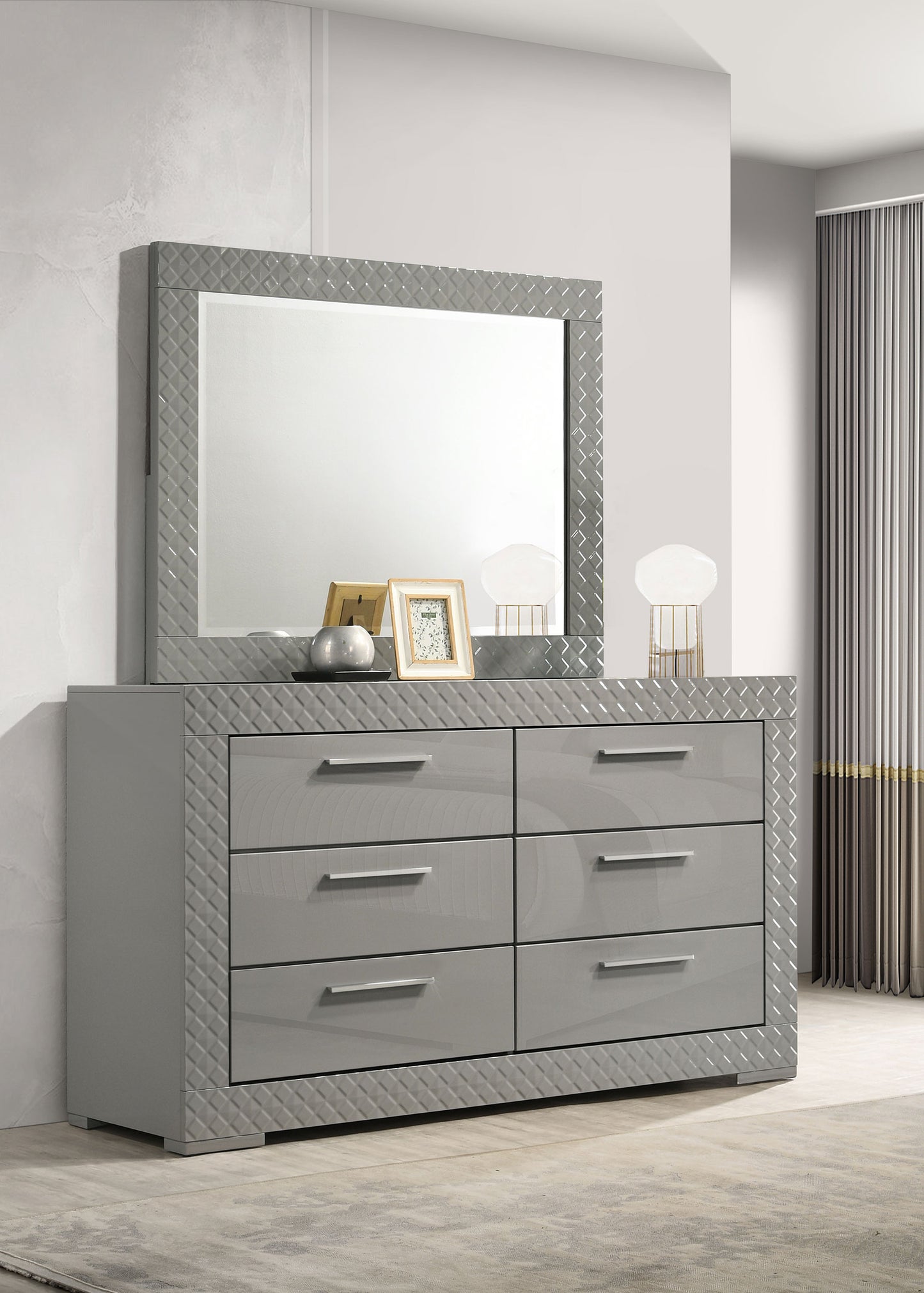 Grey high gloss drawers sales