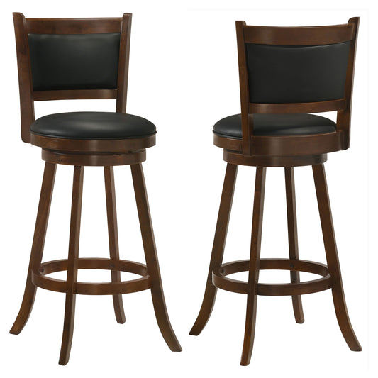 Broxton Upholstered Swivel Bar Stools Chestnut and Black (Set of 2)