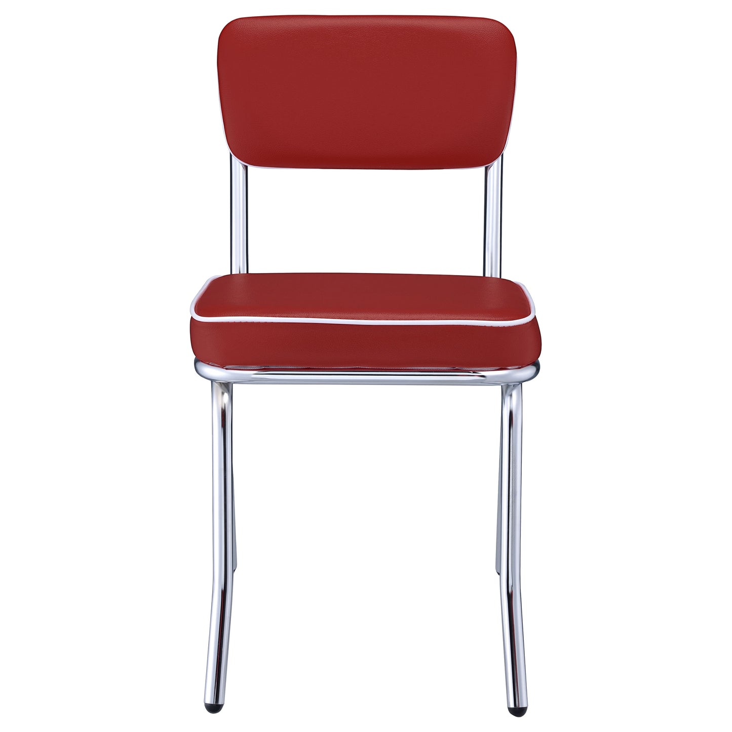 Retro Open Back Side Chairs Red and Chrome (Set of 2)