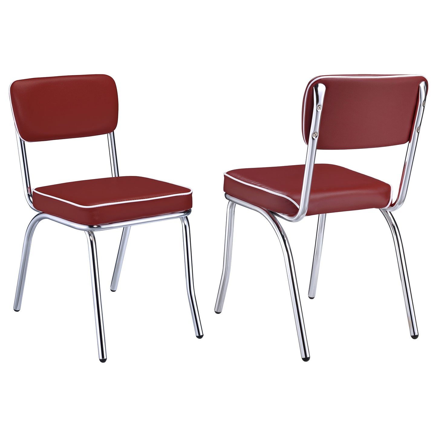 Retro Open Back Side Chairs Red and Chrome (Set of 2)