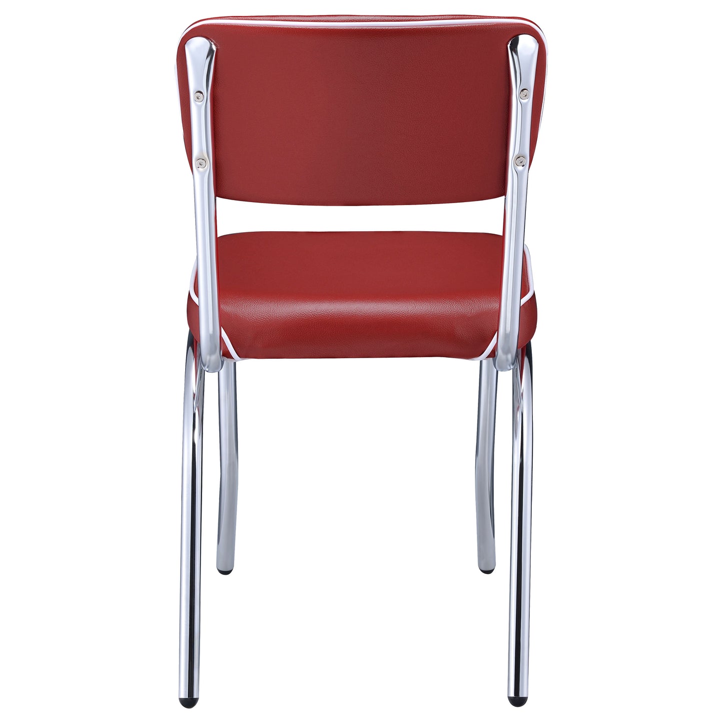 Retro Open Back Side Chairs Red and Chrome (Set of 2)