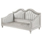 Evangeline Upholstered Twin Daybed with Faux Diamond Trim Silver and Ivory