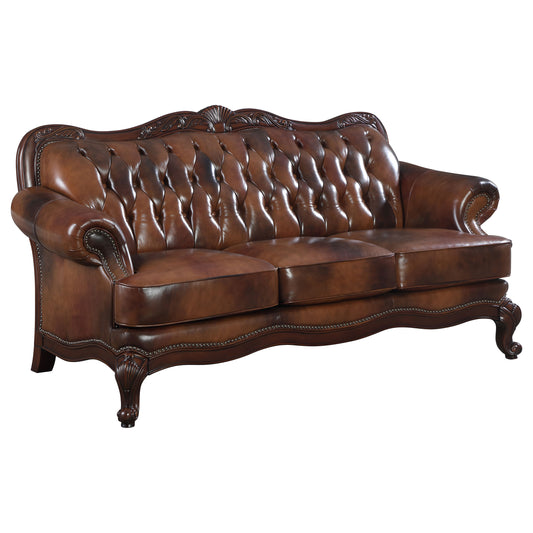 Victoria Rolled Arm Sofa Tri-tone and Brown