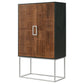 Borman 2-door Bar Cabinet Wine Storage Walnut and Black